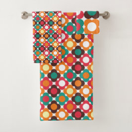Groovy 70s Retro Flower Pattern | Bold Boho Floral Bad Handdoek