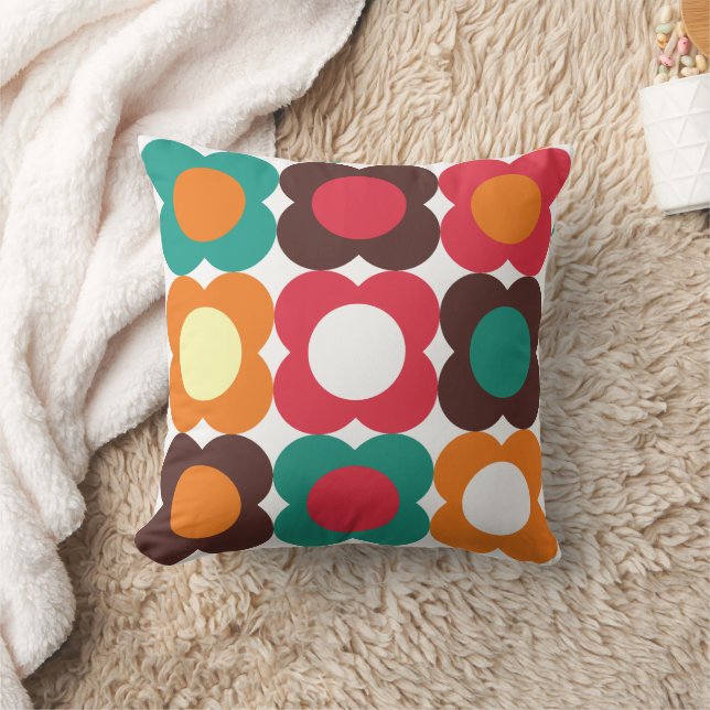 Groovy 70s Retro Flower Pattern | Bold Boho Floral Kussen (Deken)