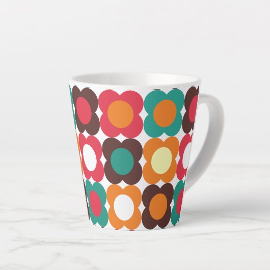 Groovy 70s Retro Flower Pattern | Bold Boho Floral Latte Mok (Rechterhoek)