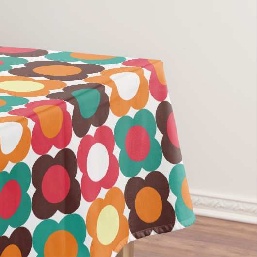 Groovy 70s Retro Flower Pattern | Bold Boho Floral Tafelkleed (Voorbeeld)