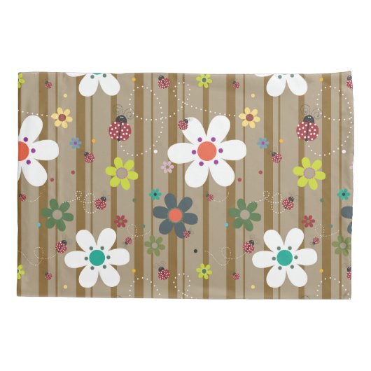 Groovy 70s Retro Hippie Flower Power Ladybug Kussensloop (Achterkant)