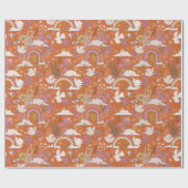 Groovy 70s Retro Hippie Peace Sinaasappel Bohemian Cadeaupapier (Vlak)