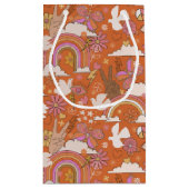 Groovy 70s Retro Hippie Peace Sinaasappel Bohemian Klein Cadeauzakje (Achterkant)