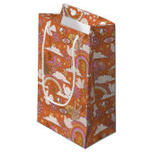 Groovy 70s Retro Hippie Peace Sinaasappel Bohemian Klein Cadeauzakje (Voorkant Gekanteld)