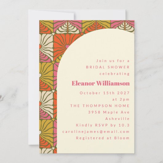 Groovy 70s Retro Sinaasappel Botanisch Vrijgezelle Kaart (Voorkant)