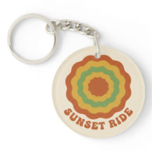 Groovy 70s Retro Zonsondergang Ride Golvende Bloem