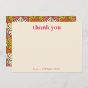 Groovy 70s Roze Oranje Floral Aangepast Bedankkaart