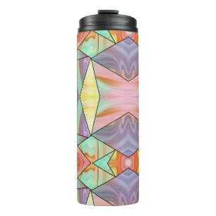 Groovy 70s Roze paarse en blauwgroen marmeren moti Thermosbeker