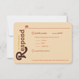 Groovy 70s Sinaasappel Bruin Reageer Trouw RSVP Kaartje