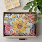 Groovy 70's, Sinaasappel, Roze, & Groene Bloemen Tissuepapier (Geschenk)