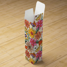 Groovy 70's, Sinaasappel, Roze, & Groene Bloemen