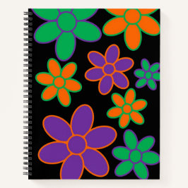 Groovy 70s Style Flower Spiral Notitieboek