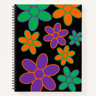 Groovy 70s Style Flower Spiral Notitieboek