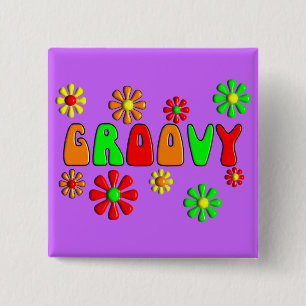 Groovy 70's T-Hemden en Gifts Vierkante Button 5,1 Cm