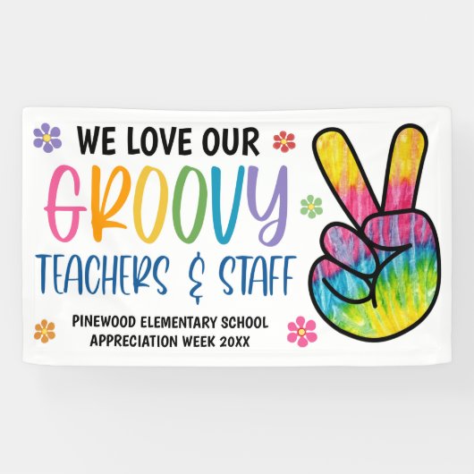 Groovy 70's Theme Teacher Appreciation Banner (Horizontaal)