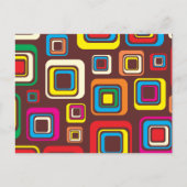 Groovy 70s Tile Pattern Squares on Brown Briefkaart (Voorkant)