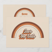 Groovy 70s Typografie Retro Terracotta Regenboog Save The Date (Voorkant / Achterkant)
