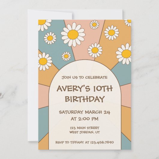 Groovy 70's Verjaardag Uitnodiging (Voorkant)