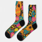 Groovy 70s Vibes Retro Patroon Sokken (Links)
