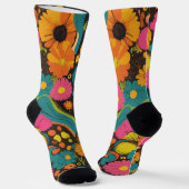 Groovy 70s Vibes Retro Patroon Sokken (Gebogen)