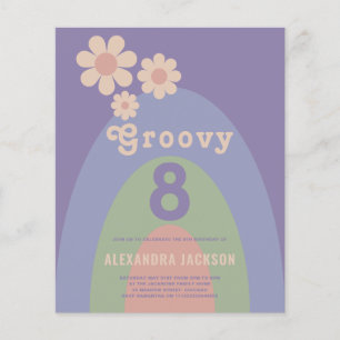 Groovy 8 Retro 8e Verjaardagsfeestje Budget Flyer
