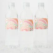 Groovy 8e verjaardagsfeestje roze retro madeliefje waterfles etiket (Flessen)