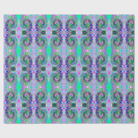 Groovy Abstract Aqua en Navy Lava Swirl Cadeaupapier (Vlak)