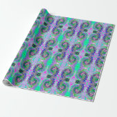 Groovy Abstract Aqua en Navy Lava Swirl Cadeaupapier (Uitgerold)