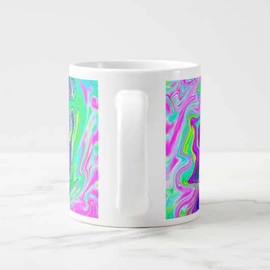 Groovy Abstract Aqua en Navy Lava Swirl Extra Grote Beker (Achterkant)