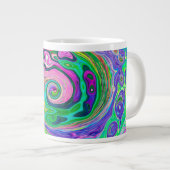 Groovy Abstract Aqua en Navy Lava Swirl Extra Grote Beker (Voorkant rechts)