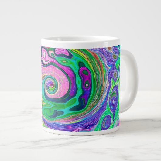 Groovy Abstract Aqua en Navy Lava Swirl Extra Grote Beker (Voorkant rechts)