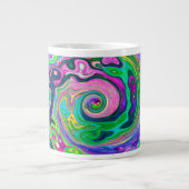 Groovy Abstract Aqua en Navy Lava Swirl Extra Grote Beker (Voorkant)