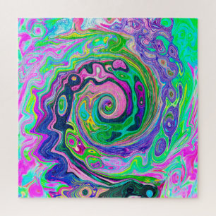 Groovy Abstract Aqua en Navy Lava Swirl Legpuzzel