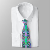 Groovy Abstract Aqua en Navy Lava Swirl Stropdas (Gebonden)