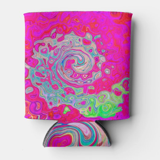 Groovy Abstract Blauwgroen blauw en rood zwijn Blikjeskoeler (Voorkant)