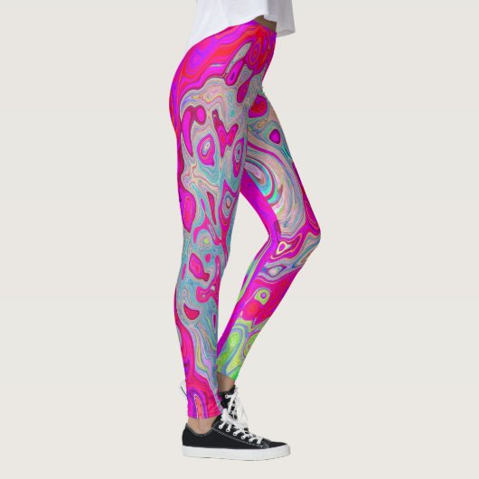 Groovy Abstract Blauwgroen blauw en rood zwijn Leggings (Rechts)