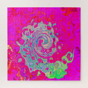 Groovy Abstract Blauwgroen blauw en rood zwijn Legpuzzel