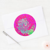 Groovy Abstract Blauwgroen blauw en rood zwijn Ronde Sticker (Envelop)