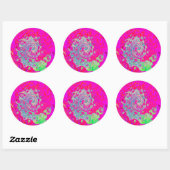 Groovy Abstract Blauwgroen blauw en rood zwijn Ronde Sticker (Vel)