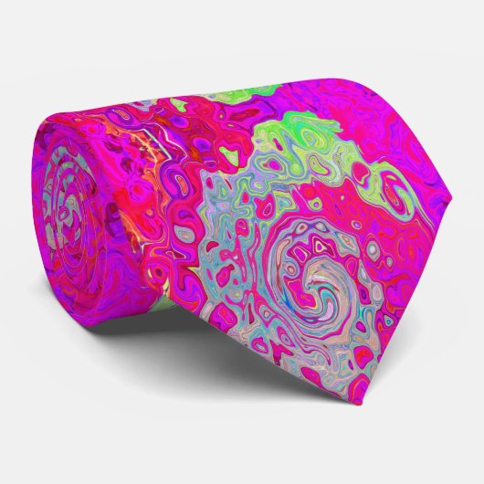 Groovy Abstract Blauwgroen blauw en rood zwijn Stropdas (Opgerold)