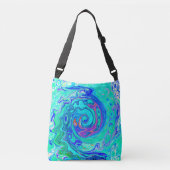 Groovy Abstract Ocean Blue en Green Liquid Swirl Crossbody Tas (Voorkant)