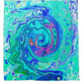 Groovy Abstract Ocean Blue en Green Liquid Swirl Douchegordijn (Voorkant)