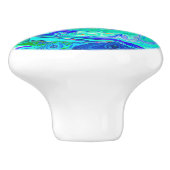 Groovy Abstract Ocean Blue en Green Liquid Swirl Keramische Knop (Zijkant)