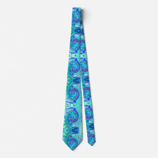Groovy Abstract Ocean Blue en Green Liquid Swirl Stropdas (Voorkant)
