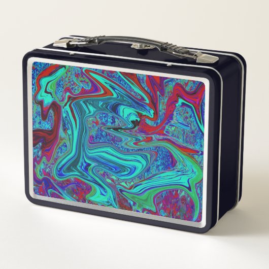 Groovy Abstract Retro Art in Blue en Red (Achterkant)