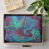 Groovy Abstract Retro Art in Blue en Red Tissuepapier (Geschenk)