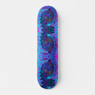 Groovy Abstract Retro Blauwe en Paarse Draaikolk Skateboard
