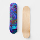 Groovy Abstract Retro Blue en Paarse wervelkolom Skateboard (Voorkant)