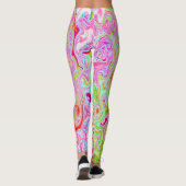 Groovy Abstract Retro Deel Groen Vloeibaar Zwenk Leggings (Achterkant)