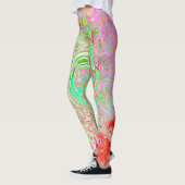 Groovy Abstract Retro Deel Groen Vloeibaar Zwenk Leggings (Links)